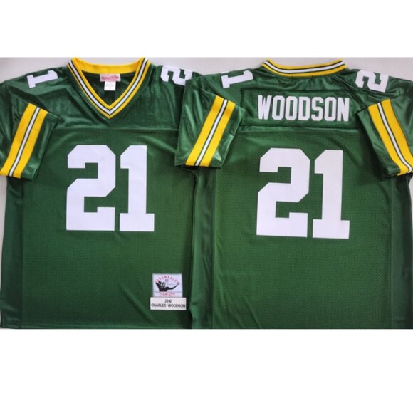 Mens Youths Kids Womens Charles Woodson Green Stitched Jersey